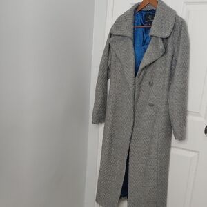 Nanette Lepore Gray Herringbone Trench Coat